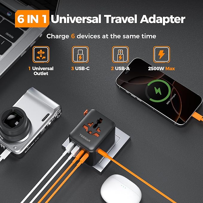 TESSAN Universal Travel Adapter 28W, International Power Adapter - Image 4
