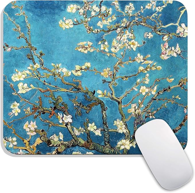 Square Mouse Pad Apricot Flower, Personalized Premium-Textured Custom Mouse Mat by Armanza
