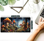 Cute Anime Mushroom Desk Pad Floral Desk Mat, XXL Large Extended Mousepad - Image 2