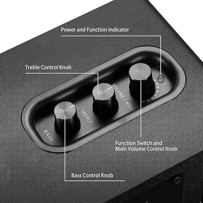 Sanyun SW208 3" Active Bluetooth 5.0 Bookshelf Speakers – 60W Carbon Fiber - Image 3
