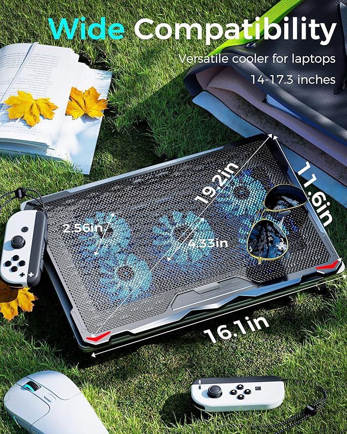 AICHESON Laptop Cooling Pad 5 Fans Up to 17.3 Inch Heavy Notebook Cooler - Image 6