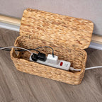 PEMAR Natural Wicker Cable Management Box, Cable Organizer, 2 Open Slots - Image 2